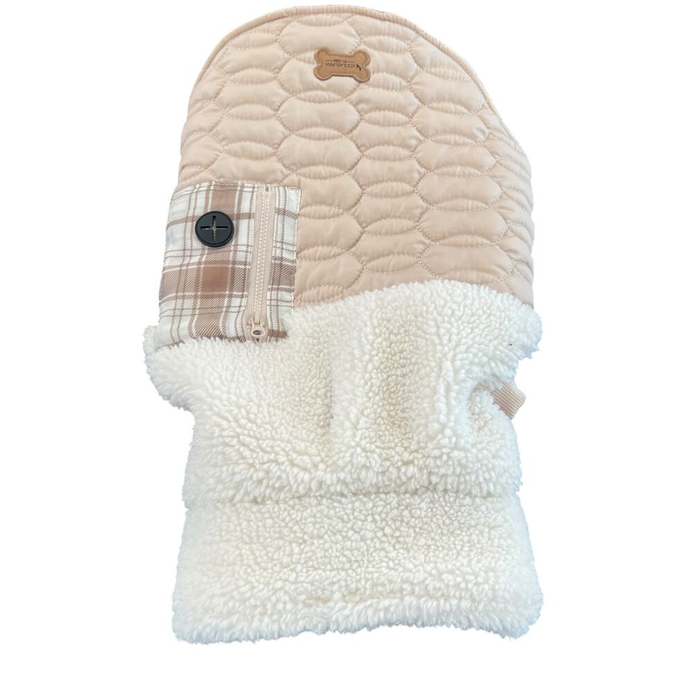 Koolaburra by UGG Cream Sherpa Quilted Plaid Dog Coat Jacket Pet Outfit